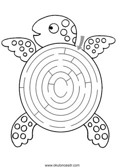 a coloring page with a turtle that is in the center