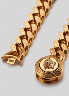 Mens Bracelet Gold Jewelry, Versace Jewelry, Gold Chain Design, Mens Gold Jewelry, Mens Gold Bracelets, Brass Bracelet, Expensive Jewelry, Gold Bracelet Chain