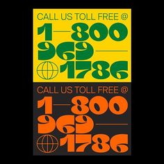 an orange and green poster with the words call us toll free