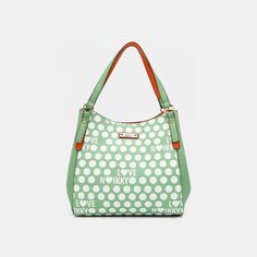 Nicole Lee USA Contrast Polka Dot Handbag Nicole Lee, Polka Dot Fabric, Drop Top, Dotted Fabric, Wall Pockets, Polka Dot Pattern, Leather Keychain, The Chic, Stylish Accessories