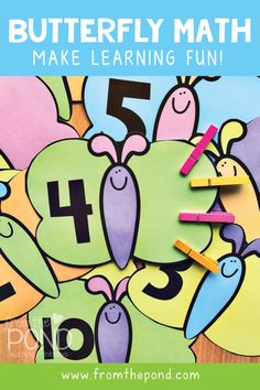 the butterfly math game is fun for kids to make learning fun with numbers and counting