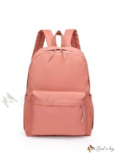 Bird in Bag - Solid Color Casual Shirt Casual Solid Softback Backpack, Casual Pink Backpack, Casual Solid Color Backpack For Daily Use, Casual Solid Color School Backpack, Casual Pink Softback Bag, Casual Pink Softback Backpack, Casual Pink Shoulder Bag For School, Casual Pink Backpack For Daily Use, Casual Pink Shoulder Bag For Back To School