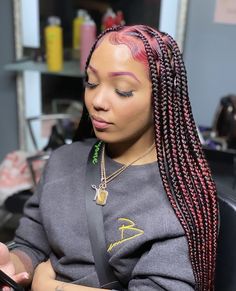 Knotless braids, knotless box braids, knotless braids with color, Medium Knotless Box Braids, Styles Locs, Red Box Braids, Medium Knotless, Knotless Box Braids, Medium Box Braids, Blonde Box Braids, Twist Braid, Long Box Braids