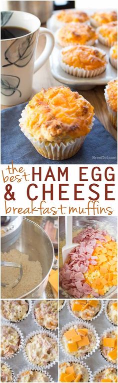 ham egg and cheese breakfast muffins are ready to be baked in the oven