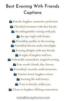 Celebrate the magic of friendship with our collection of heartwarming Evening Vibes Quotes for best friends. Share the love, laughter, and special moments that make your bond truly extraordinary. Let these quotes inspire your evening chats and create unforgettable memories together. 🌟 #FriendshipQuotes #EveningVibes #BestFriends Great Evening Quotes Friends, Caption For Enjoyment With Friends, Friend Vibes Quotes, Vibe With Friends Quotes, Crazy Captions For Friends, Short Quotes For Your Best Friend, Caption For Memories With Love, New Friends Quotes Instagram, Friends Qoute Insta