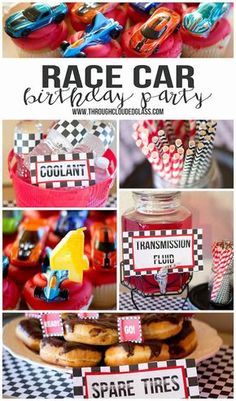 race car birthday party food and decorations