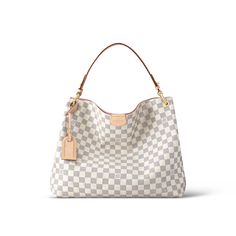 GRACEFUL PM Damier Azur - Women - Handbags | LOUIS VUITTON ® Louis Vuitton Graceful, Pink Monogram, Louis Vuitton Damier Azur, Lightweight Bag, Louis Vuitton Official, Monogram Bag, Silver Jewelry Fashion, Vuitton Bag, Louis Vuitton Handbags