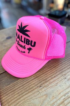 It's the color for us! Bright neon pink and perfect for the pool or lake or any summer shenanigans. Foam front with screen print design. Mesh back and adjustable snapback closure. One size fits most. Cheap Pink Trucker Hat, Cheap Pink Trucker Hat For Outdoor, Pink Summer Hats For Music Festival, Adjustable Summer Hats For Streetwear, Adjustable Summer Streetwear Hats, Trendy Pink Hats For Music Festival, Fun Pink Hat For Music Festival, Adjustable Hats For Summer Streetwear, Trendy 5-panel Trucker Hat For Beach