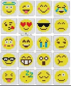 cross stitch emoticions in squares with different expressions and shapes to make it look like they are smiling