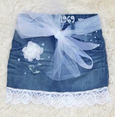 Girls Jean Skirt Distressed Denim Skirt for Baby Girls Jean | Etsy Cute Denim Blue Skirt, Cute Fitted Denim Skirt, Jojo Bow, Jojo Siwa Outfits, Bow Outfit, Denim Skirt Outfit, Jojo Bows, Lace Jeans