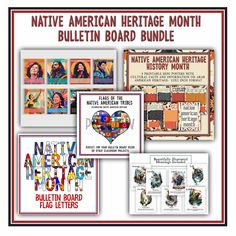 the native american heritage month bulletin board bundle includes posters, cards and magnets to help students