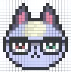 pixel art with glasses and an animal face in the middle, on a white background