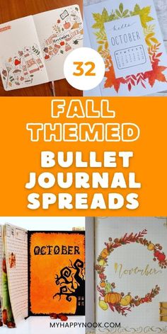 Fall Bullet Journal Cover Ideas Themes For September, Fall Bullet Journal Cover, Minimalistic Doodles, November Cover Page, Fall Bullet Journal, Cover Page Ideas, Bullet Journal Spreads, Journal Layouts, Bullet Journal Cover Page