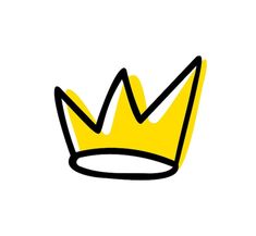 a yellow crown with black outline on a white background - stock image and clipping