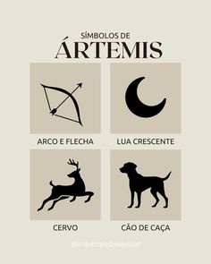 four different types of animals with the words, symbols and names in spanish on them