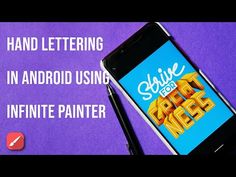 a cell phone with the text hand lettering in android using infinite painter