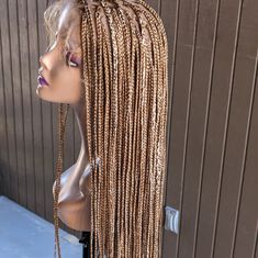 Handmade Full 360 Lace Wig. Beautiful And Natural Fits Like Skin Knottles Braids Styles, Knottles Braids, Full Box Braids, Box Braids Wig, Hair 360, Box Braid Wig, Wig Color, Wig Lace, 360 Lace Wig