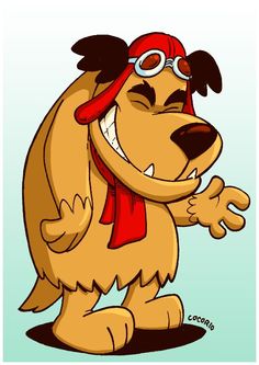 a cartoon dog with glasses and a red hat