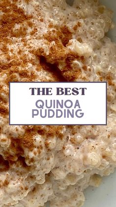 the best quinoa pudding recipe is in a white bowl with brown sugar on top