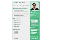 a green and white resume template with an image on the front, side and back