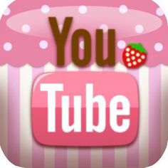 a pink cupcake with a strawberry on top and the words you tube below it