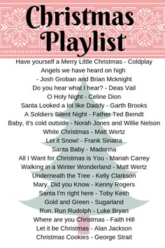 the christmas playlist is shown in pink and white