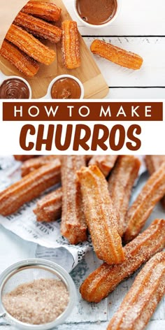 how to make churros with cinnamon sugar and chocolate sauce on the side for dipping