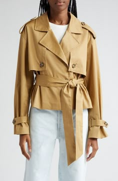 Favorite Daughter The Charles Crop Trench Coat | Nordstrom Build An Outfit, Fashion Vision Board, Fall Forward, Denim Trench Coat, Double Breasted Trench Coat