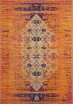 an orange and blue area rug