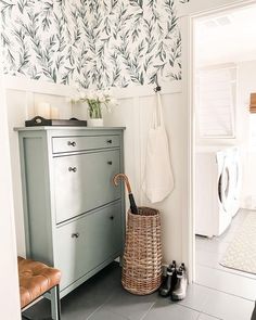 a laundry room with a washer and dryer