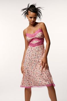 BETSEYS SLEEVELESS RIBBON DRESS CORAL - APPAREL - Betsey Johnson Coquette Feminine, Pink Slip Dress, Ribbon Dress, Slip Dresses, Midi Slip Dress, Spring Trends, Pink Ribbon, Wedding Suits, Feminine Style