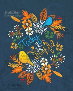 a blue background with an orange and yellow floral arrangement on the bottom that says today is happy friday