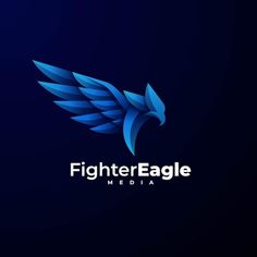 the logo for fighter eagle media, which is designed to look like a blue bird