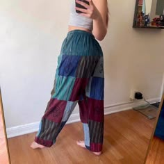 Free Shipping On Bundles! The Adeline Pants Are Colorful And Unique. Each Pair Is Made With Care, Featuring An Eclectic Mix Of Patches. The Waistband Is Adjustable, With Long Ties That Can Fit Any Waist Size Up To 36 Inches, Making Them Perfect For All Body Types. The Bottoms Of The Pants Are Cinched. Inseam Of 31 Inches! These Pants Are Not Just Stylish - They're Also Incredibly Comfortable And Breathable, Making Them Perfect For Everything From Yoga To Casual Wear. Order Now And Add A Pop Of C Hippie Pants Outfit, Patchwork Hippie Pants, Plus Size Hippie, Patchwork Pants, Boho Patchwork, Hippie Pants, Hippie Style Clothing, Hippie Girl