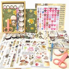 the contents of a crafting kit are neatly organized