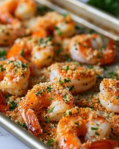 the shrimp is covered in parmesan cheese and seasoning