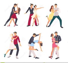 people dancing and having fun in different poses