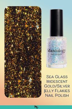 Prepare to be swept away by the captivating beauty of Sea Glass (P149). This sheer nail polish features lustrous gold and silver iridescent jelly flakies, reminiscent of the treasures hidden beneath the ocean's surface. Swipe just a single coat to add just a touch of flakies or build it up for a manicure that's radiant and lively. Sheer Nail Polish, Sheer Nails, Trendy Colors, Nail Lacquer, Gold And Silver, Sea Glass, You Nailed It, Jelly, Silver Gold