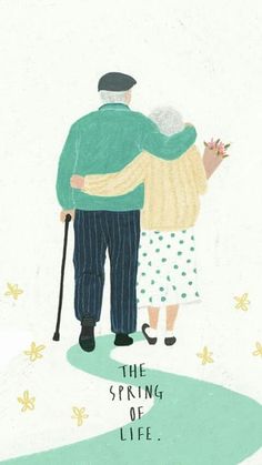 an old man and woman are hugging each other while the text reads, the spring of life