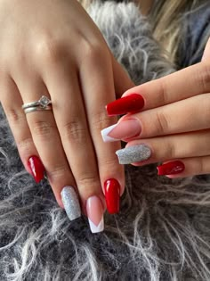 Red And White Nails, Nails Now, Grunge Nails, White Acrylic Nails, Fall Acrylic Nails, Short Acrylic Nails Designs, Pink Acrylic Nails, Xmas Nails