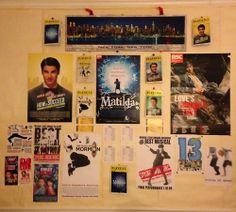 a bulletin board with various movie posters on it