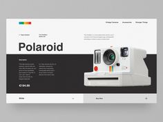 the polaroid website is displayed with an image of a polaroid camera on it