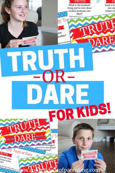 Keep the laughter going with these kid-friendly Truth or Dare questions! Perfect for family game nights, parties, or playdates—hours of fun guaranteed! Truth Or Dare For Kids, Good Truth Or Dare Questions, Truth For Kids, Good Truth Or Dares, Truth Or Truth Questions, Questions For Kids, Dare Games, Children Games, Truth Or Dare Questions