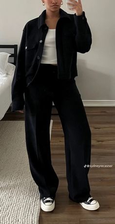 Aesthetic Black Pants Outfit, Trouser Black Outfit, T Shirt And Pants Outfits, Black Skirt Outfit Pleated, Fall Black Pants Outfit, Spring Business Casual Outfits Mid Size, Tj Maxx Work Outfits, Date Outfit Winter Casual, Business Casual Outfits Street Style