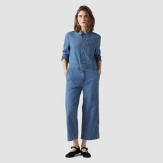 The definition of a one-and-done fit. Our Long-Sleeve Jumpsuit features an easy standard fit and was crafted with soft cotton. In 1873, Levi's ® invented the blue jean. What started as a piece of clothing for the American worker quickly became an icon of American style around the globe. And every Levi's ® style is crafted with the same high standard of craftsmanship and quality they've always been known for. Worn by everyone from miners and rebels to rockstars, Levi's ® aren't just made to be wo Casual Long Sleeve Relaxed Fit Jumpsuits And Rompers, Fall Cotton Denim Jumpsuit In Relaxed Fit, Casual Fitted Levi's Jumpsuits And Rompers, Fitted Long Sleeve Cotton Overalls, Levi's Casual Denim Jumpsuit For Spring, Levi's Casual Fitted Jumpsuits And Rompers, Relaxed Fit Cotton Denim Jumpsuit For Loungewear, Relaxed Fit Denim Jumpsuit With Pockets For Loungewear, Cotton Denim Jumpsuit In Relaxed Fit For Loungewear