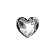 a silver heart shaped object on a white background