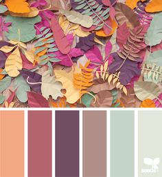 a color palette with different shades of leaves