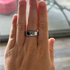 Almost Brand New Oura Ring. In Great Condition. Only Had It Two Months But Selling Because I Have A Garmin Watch That I Like Better Oura Ring Silver, Timeless Silver Wide Band Ring For Wedding, Silver Jewelry With Wide Band And Polished Edges, Silver Jewelry For Promise Ring With Polished Edges, Silver Wide Band Ring With Polished Finish For Promise, Silver Platinum Wide Band Rings, Classic Stainless Steel Jewelry With Thick Band, Silver Stainless Steel Jewelry With Ring Detail, Wide Band Platinum Rings In Silver