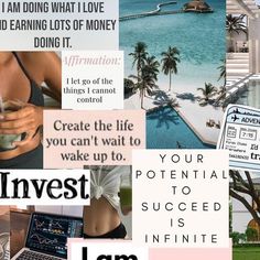 a collage of images with words and pictures on them that say i am doing what i love doing it