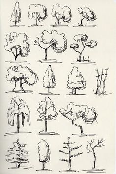 an image of trees drawn in black and white